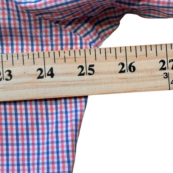 Peter Millar Blue & Orange Checked Button Down Men’s Size Large Weekender Finish - Picture 7 of 10